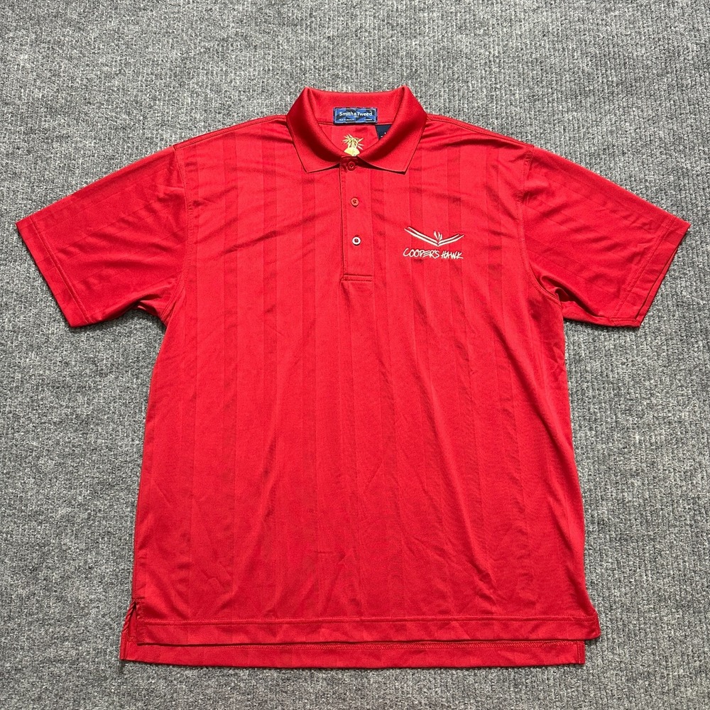 Smith & Tweed Ecotec Mens‎ Polo Shirt Size Medium Red Coopers Hawk Short Sleeve
